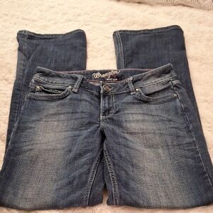 Wrangler Blue Boot Cut Jeans with Natural Fading